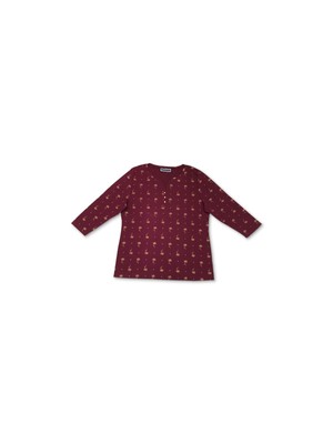 

STYLE - COMPANY Женский темно-бордовый топ с разрезом на рукавах 3/4 и принтом, Maroon