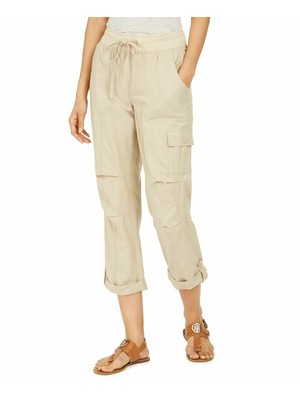 

TOMMY HILFIGER Женские бежевые прямые брюки карго со средней посадкой и кулиской Plus, Бежевый, W1AK0534