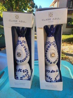Lot Of 2 Clase Azul Reposado Tequila White And Blue Empty Bottle 750ml