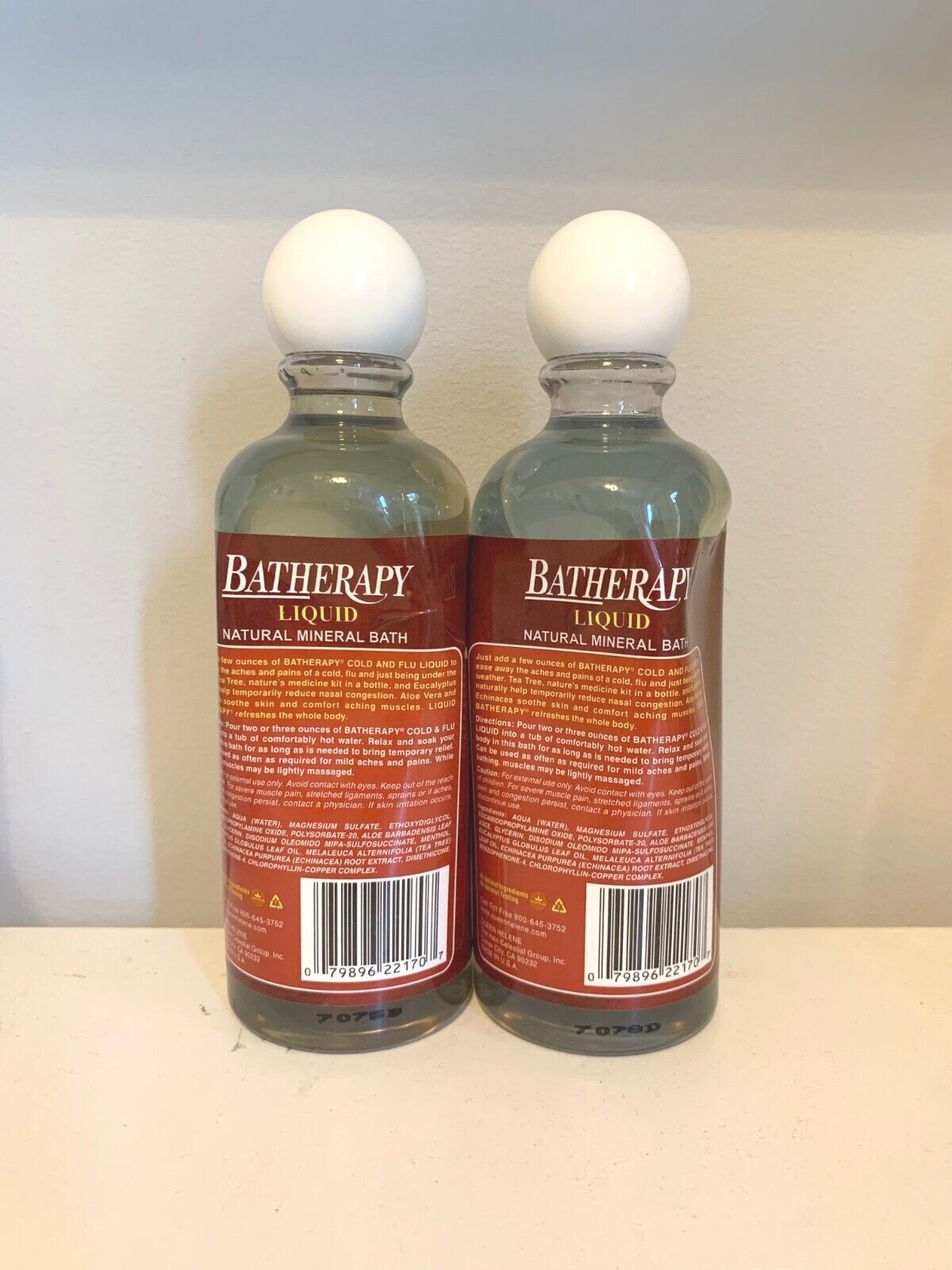 2 Batherapy Cold & Flu Liquid Natural Mineral Bath 16 Oz. Each