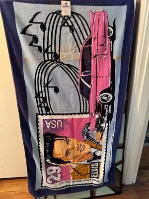 Vintage 1993 Elvis Presley Pink Cadillac Body beach Towel 30 x 59 w/ tag READ