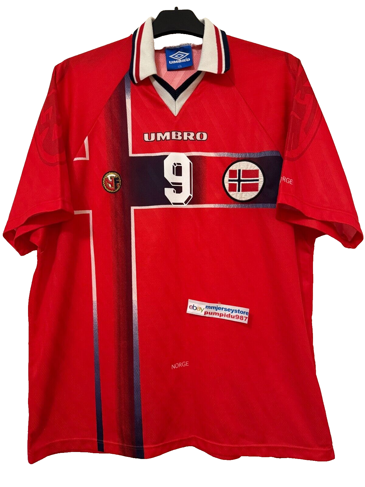 Norway #9 Jersey 1997-98 Football Shirt Home Umbro 2XL Trikot