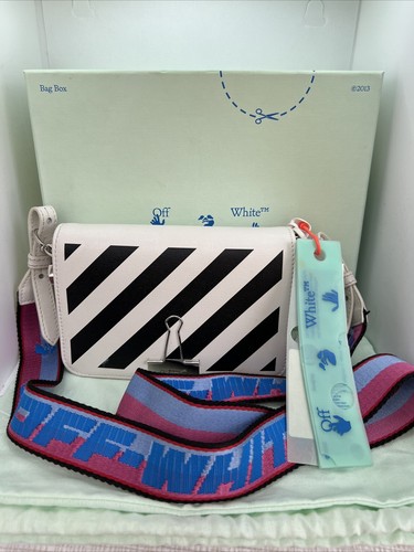 OFF WHITE：DIAG BABY FLAP BAG / BLK WHT Off-White Black and White Diag Baby Flap Bag Off-White