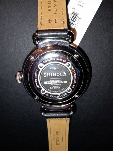 Pre-owned Shinola 38mm  Canfield Bolt Silver W Gold Coin Edge Watch Leather Strap N Box