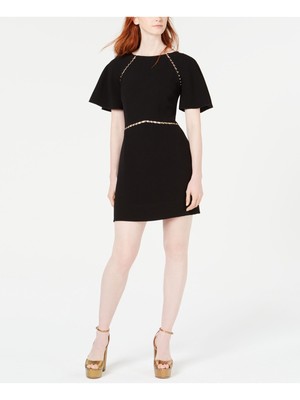 Женское черное вечернее платье с коротким рукавом и вырезом RACHEL ZOE 2