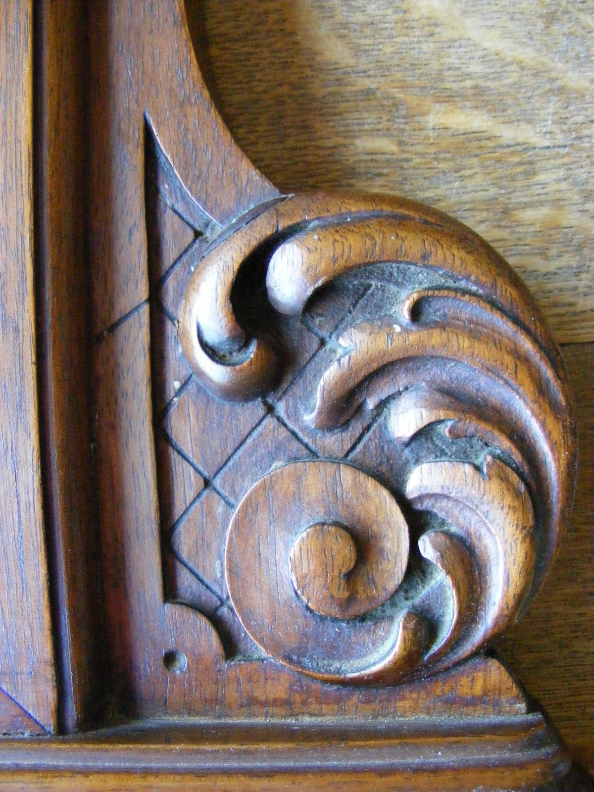 Antique Carved Walnut Dresser or Headboard Topper