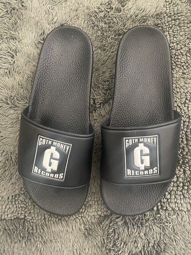 Goth Money Records Black Slides Sandals Size 43/US Size 10