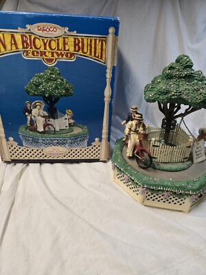 VTG ENECSO  ON A BICYCLE BUILT FOR TWO  DELUXE ANIMATED LIGHT UP MUSIC BOX READ