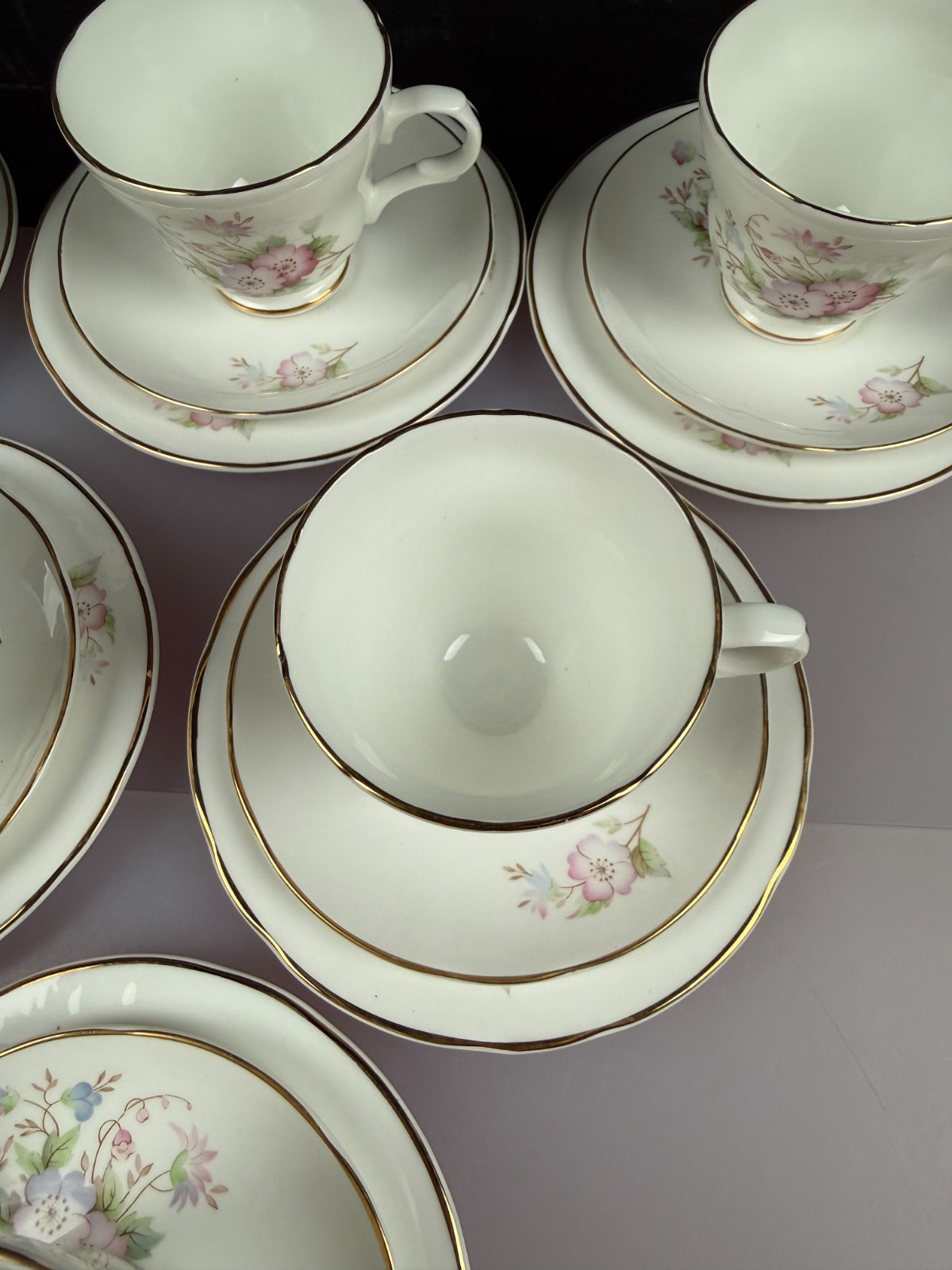 Crown Trent China Floral Tea Trios Cups Saucers and Side Plates Set of 6