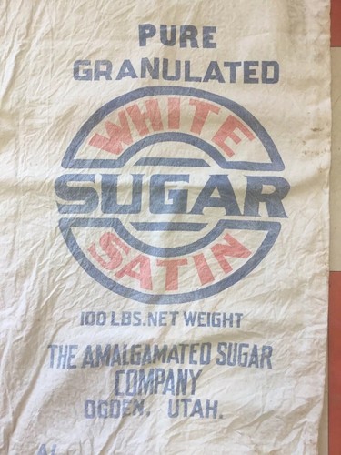 White Satin Sugar Cloth Sack 100 Lbs- Ogden, Utah