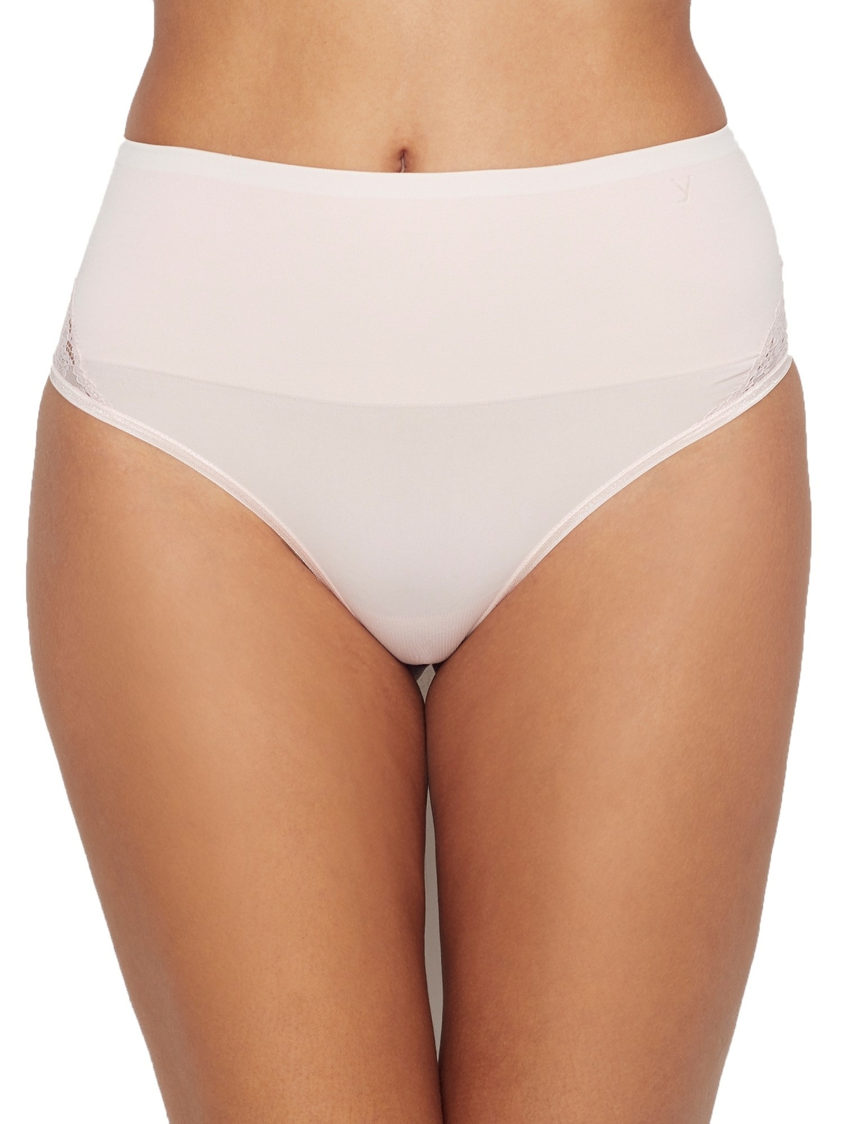 Yummie 261321 Women's Ultralight Seamless Lace Thong Pink Underwear Size L