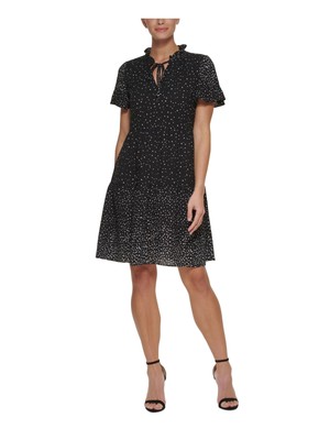 Женская черная юбка на подкладке с коротким рукавом DKNY + расклешенное платье Petites 10P