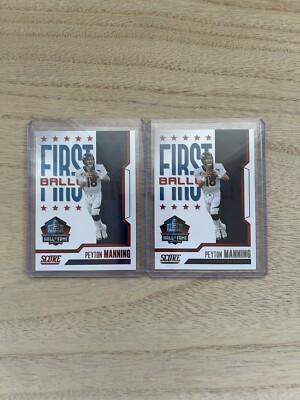 Peyton Manning First Ballot Hall of Fame 2-card Lot, Red Parallel 2023 Score