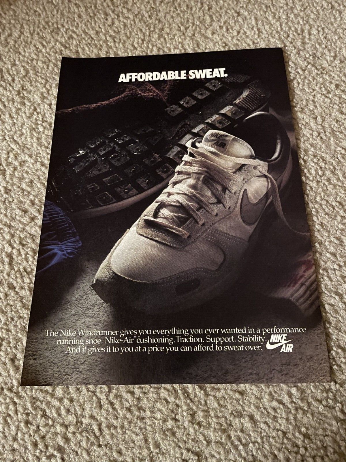 Vintage 1986 NIKE WINDRUNNER Running Shoes Poster Print Ad '80s
