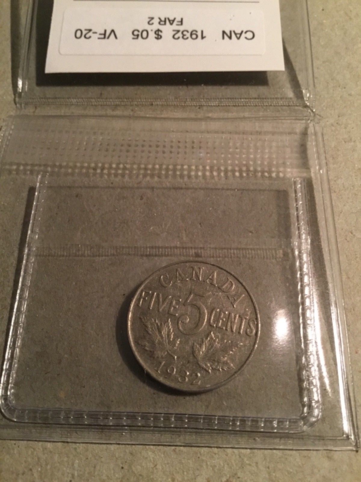 1932 Canada 5 Cents Far 2 VF-20 Rare