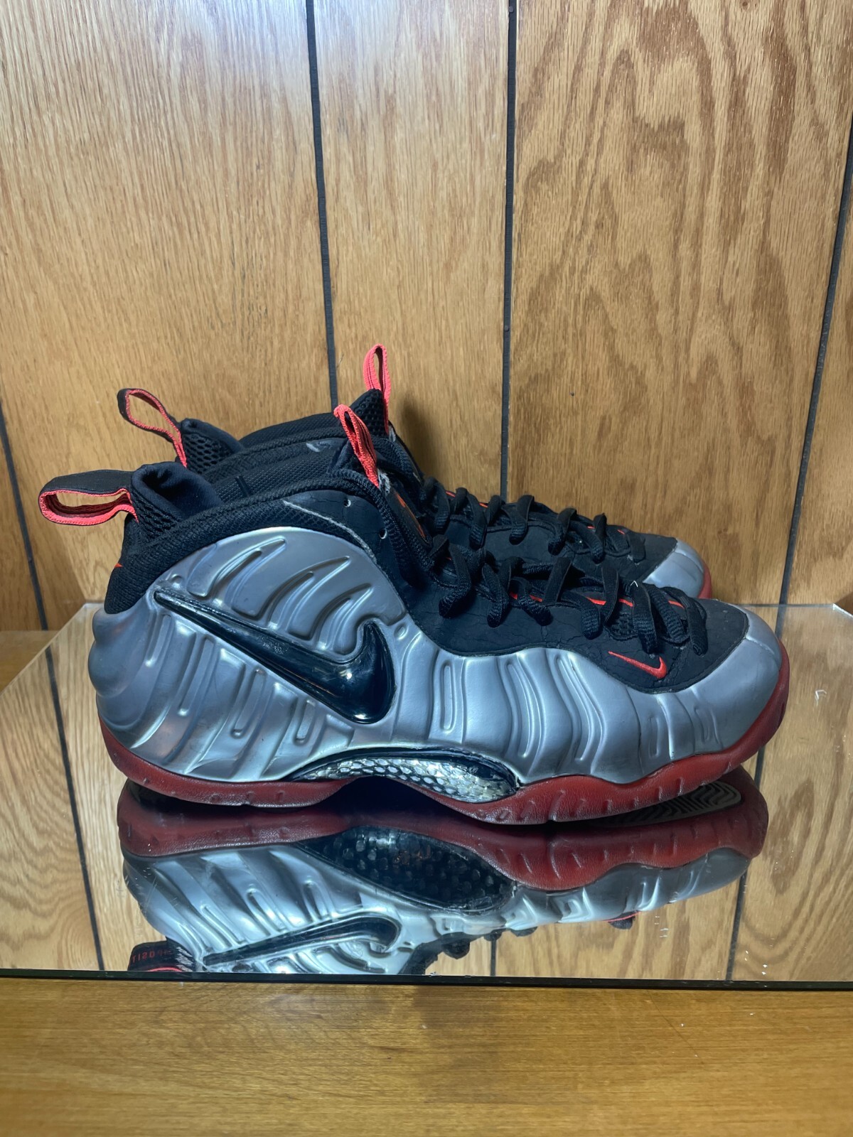 Nike Air Foamposite Pro Platinum Silver Red Black 624041-016