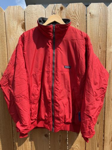 VINTAGE RED FULL ZIP PATAGONIA FLEECE LINED BOMBER JACKET VINTAGE RED FULL ZIP PATAGONIA FLEECE LINED BOMBER JACKET
