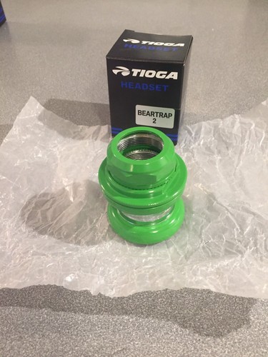 OLD SCHOOL BMX TIOGA BEARTRAP 2 HEADSET GT LIME GREEN 1" threaded NEW tange