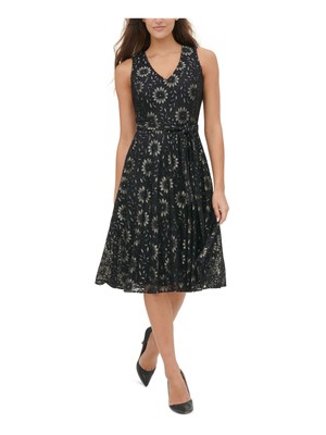 

Женское черное платье миди с цветочным принтом и V-образным вырезом TOMMY HILFIGER, Черный