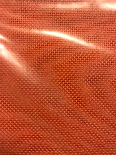 18 Count 12x18 Aida Cloth Cross Stitch Fabric Rust Burnt Orange Vintage Unopened