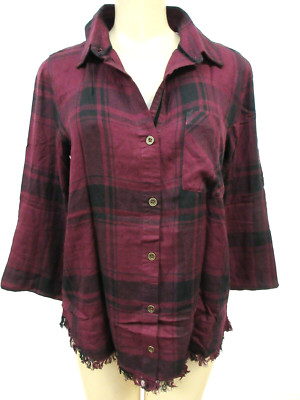 KARYN SEO MERLOT PLAID WOV KARI SHIRT SIZE S - NWT