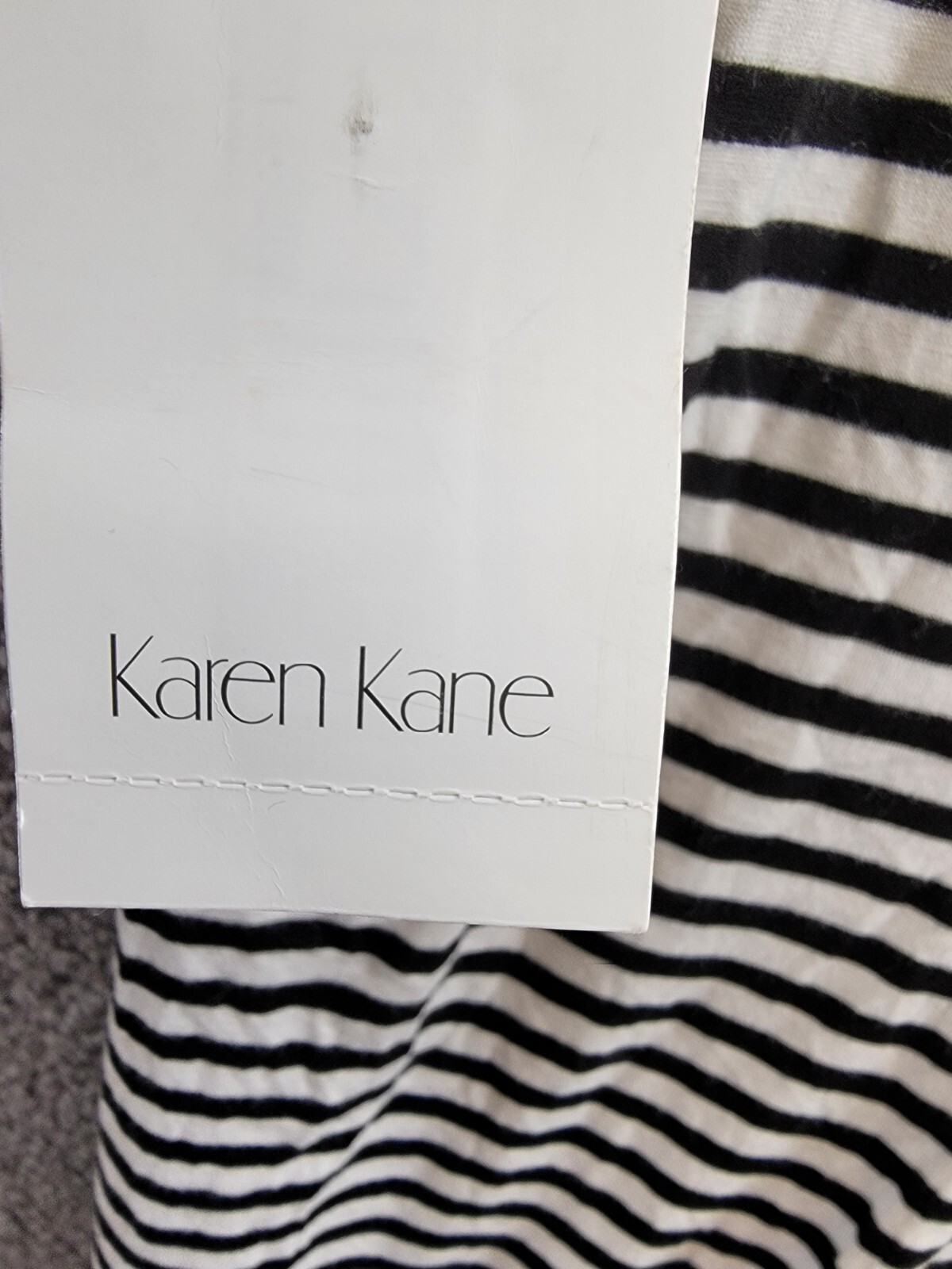 Karen Kane Contrast Collar Placket Dress Women's XS Black/White Striped Pullover - Picture 14 of 15