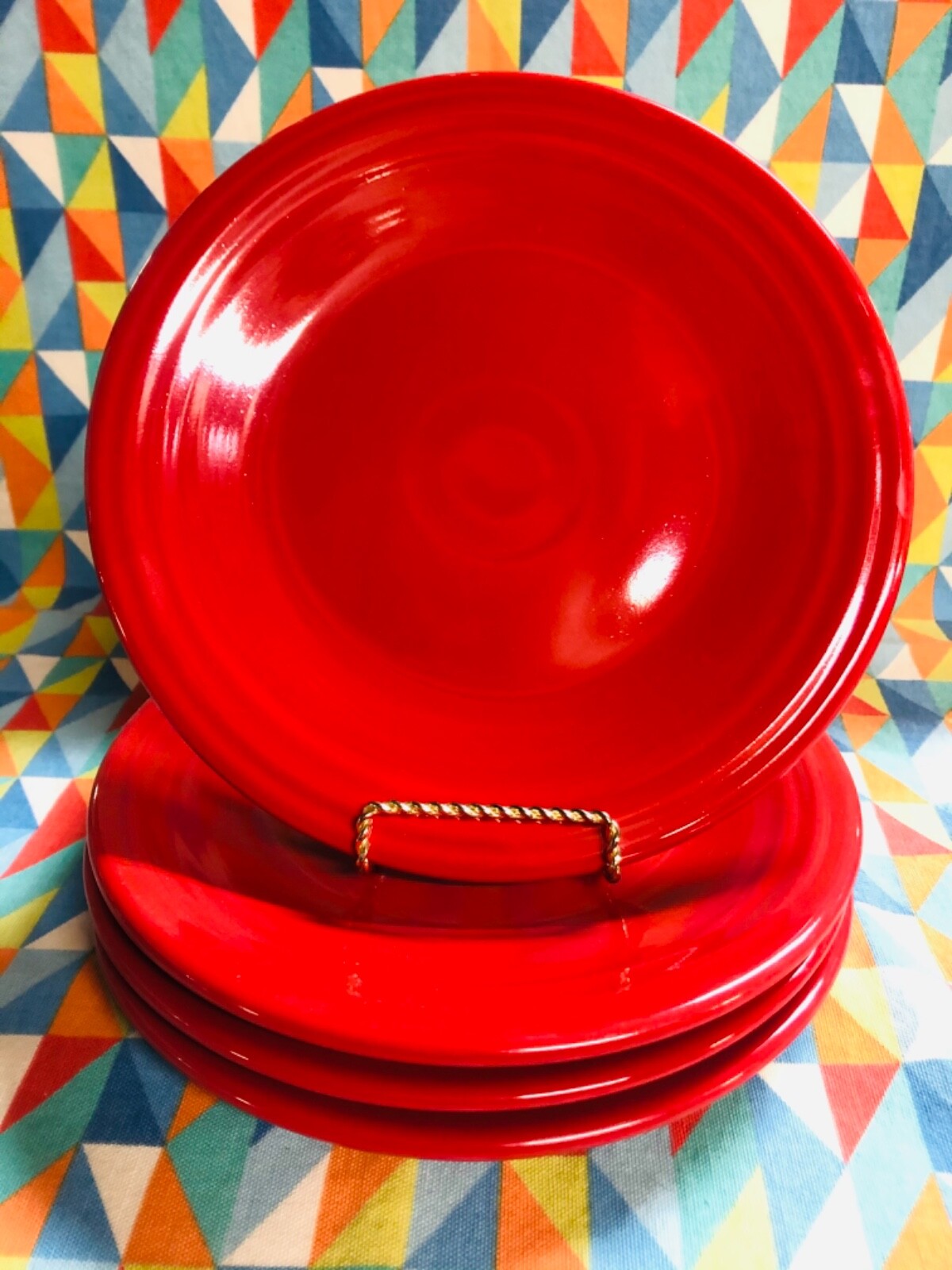 NEW SCARLET RED SET 4 FIESTAWARE 10.5” DINNER PLATES FIESTA FREE SHIPPING