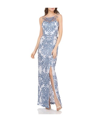 Женское светло-голубое вечернее облегающее платье без рукавов в полный рост от JS COLLECTIONS 2