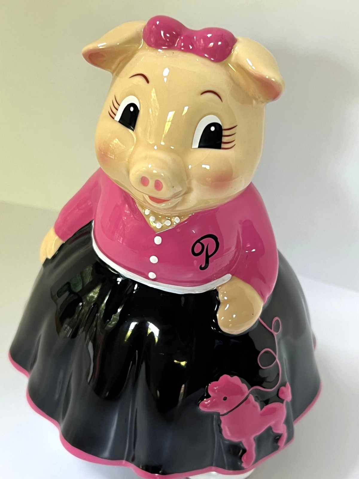 PRISCILLA THE PIG PINK PIG STANDING CERAMIC PIGGY BANK