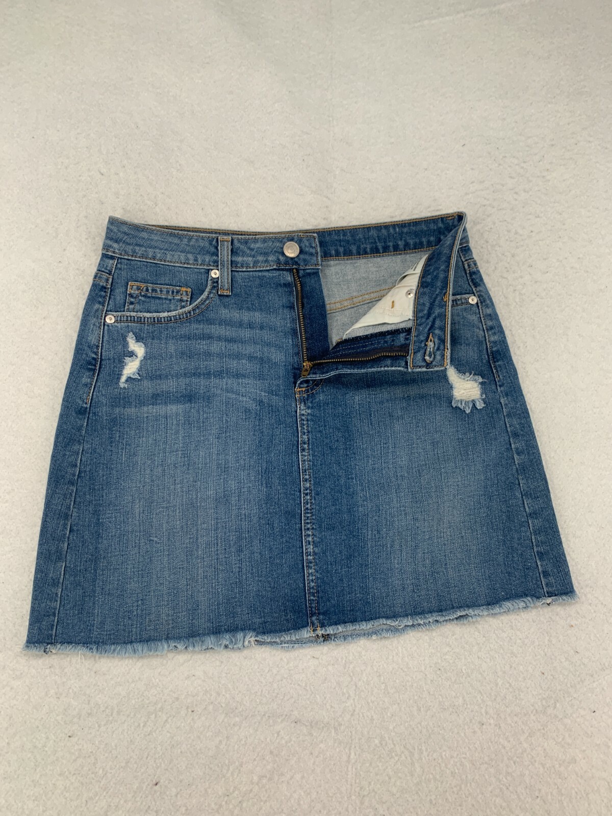Just Black Cut Off Denim Skirt Womens Size S Distressed