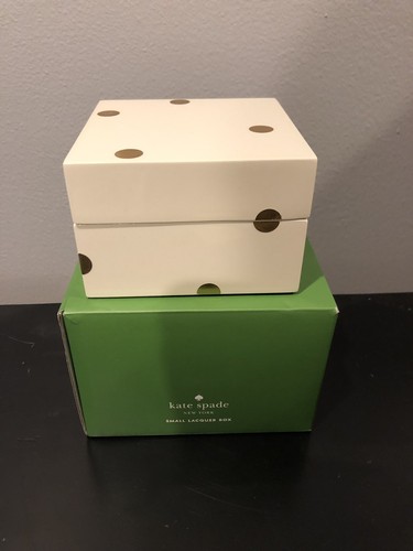 BNIB Kate Spade New York Gold Dot Small Lacquer Box Jewelry with Lid