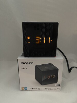 Sony ICF-C1 Desktop Alarm Clock AM FM Radio In Box Black