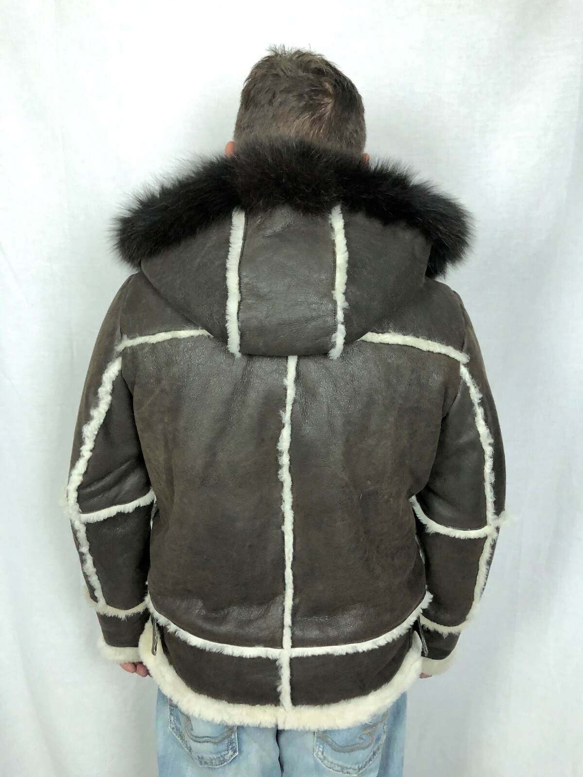 Pre-owned Victoria Brown 100% Sheepskin Shearling Leather Real Fox Pilot B3 Coat Jacket Xs-8xl,