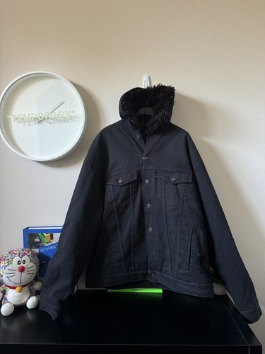 Balenciaga Denim Hooded Jacket With Fur Lining - New - Size Balenciaga Denim Hooded Jacket With Fur Lining - New - Size