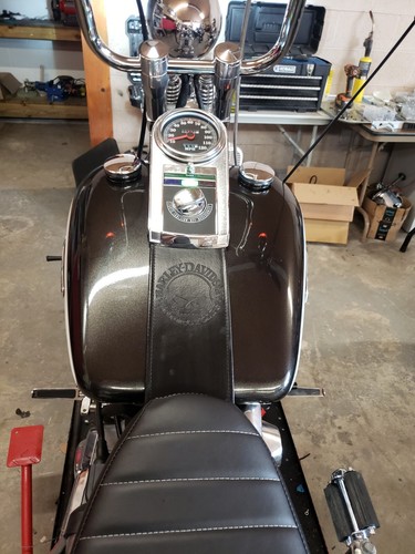 Black Leather Gas Tank Panel Bib Retro Number One Harley