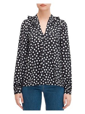 

KATE SPADE NEW YORK Женский черный пуловер с галстуком и длинными рукавами, рабочая блузка
