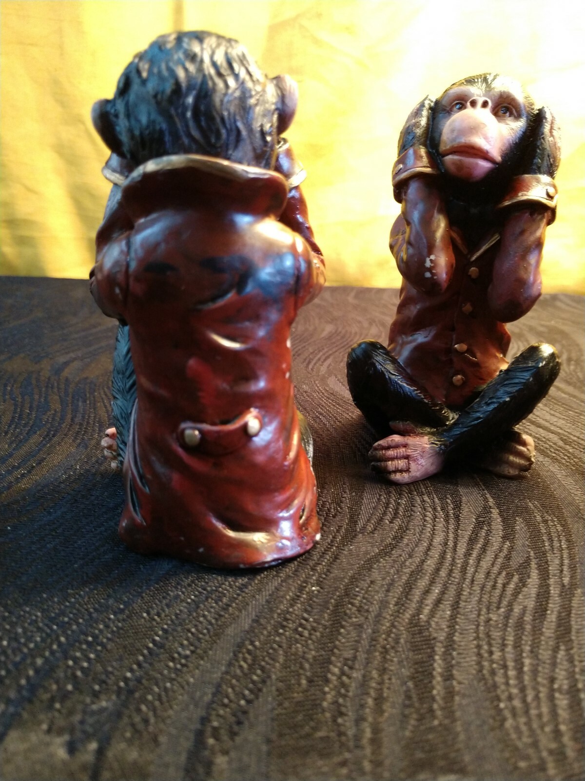 Antique set of three ceramic hear no evil, speak no evil, talk no evil monkey's