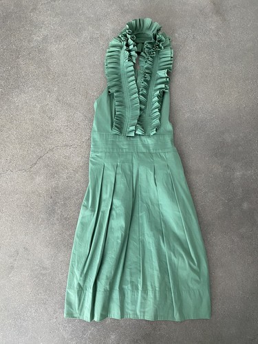 Dress -BCBG Maxazria Green Ruffle Halter women's sz 2 PROM