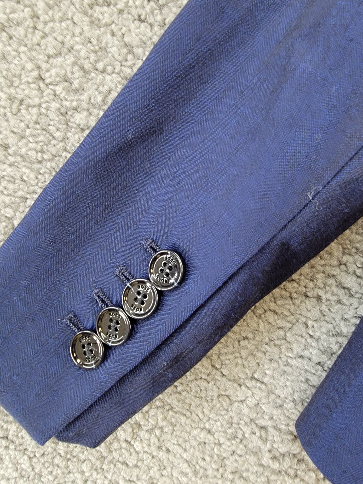 Pre-owned Hugo Boss Boss Jeniver Single Button Wool Blend Blazer Women's 6 Navy Flap Pockets L/s In Blue