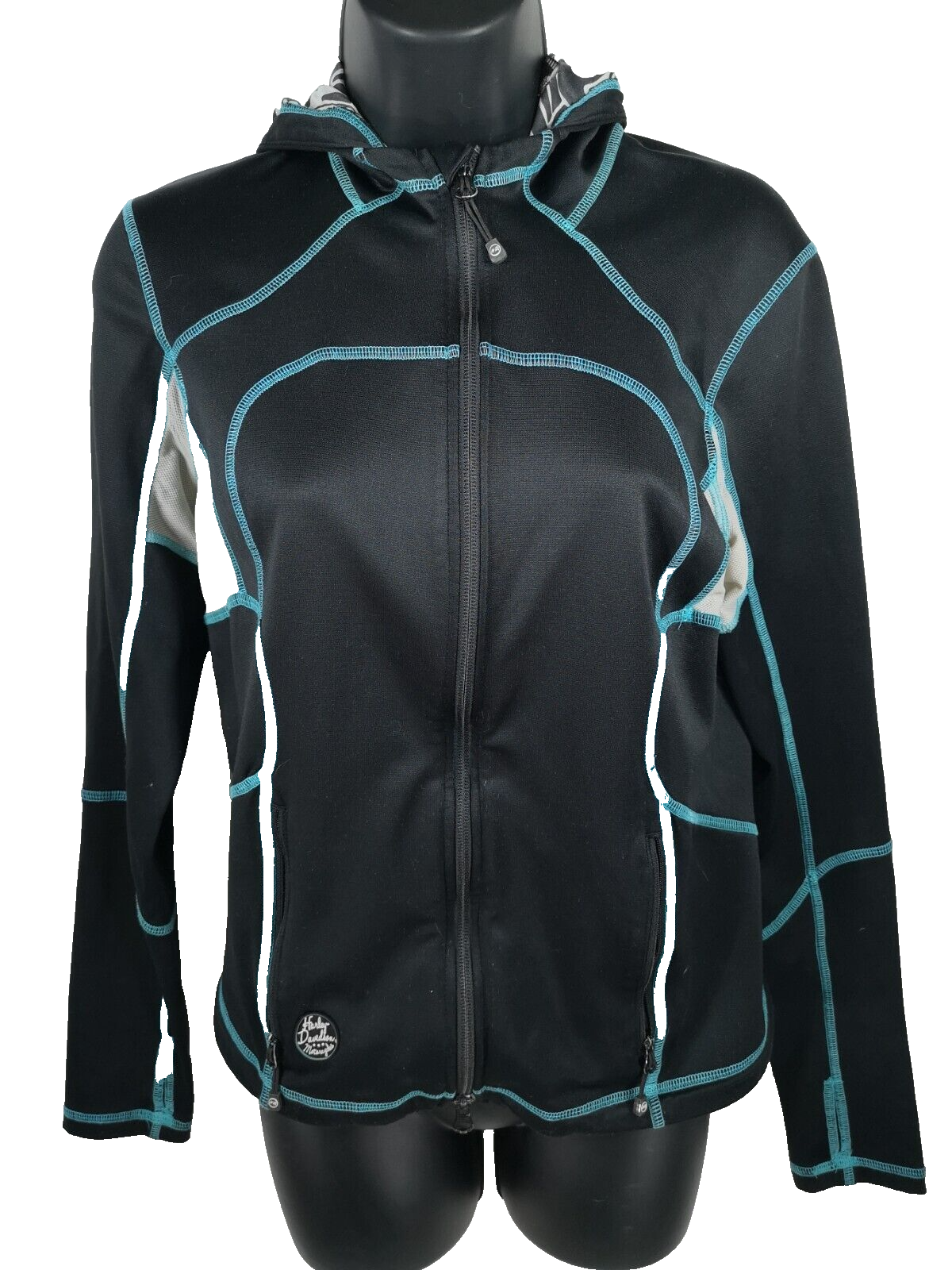 Harley Davidson Women's Jacket Size Medium Vented Thumb Holes 2Way Full Zip Med