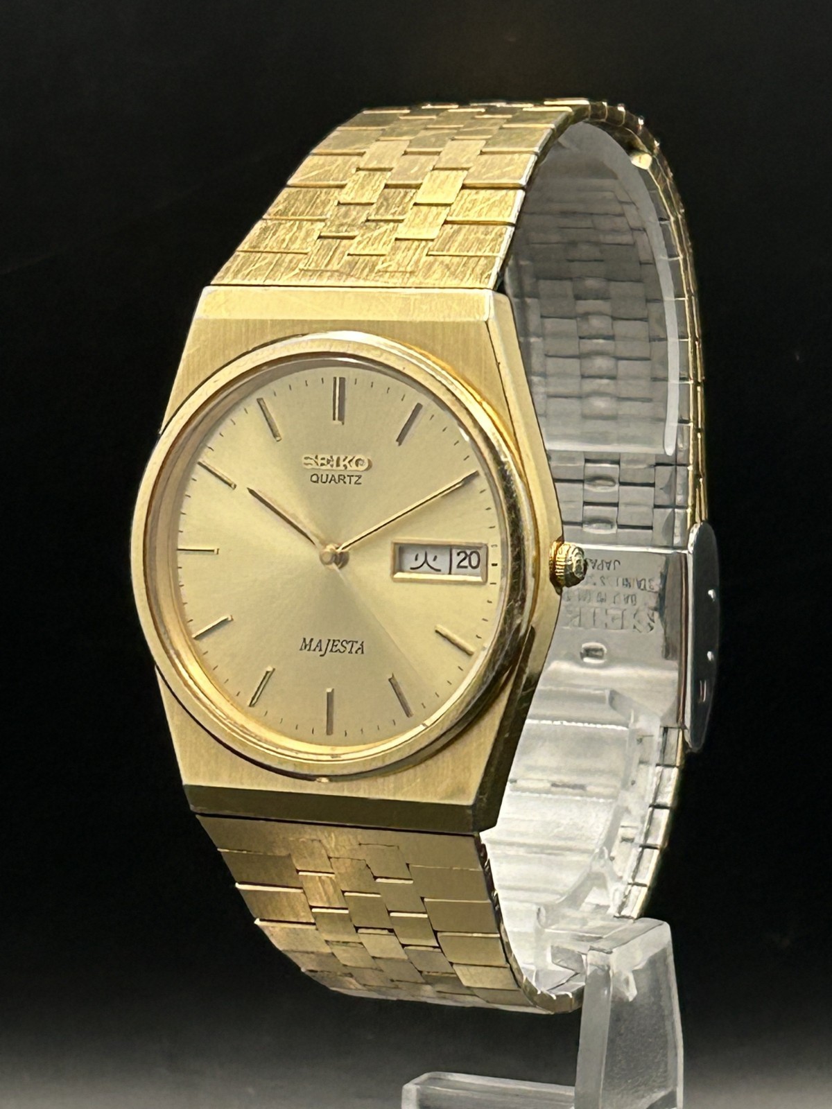 QYマステ　いん　0209 SEIKO WATCH MAJESTA QUARTZ 9063-6000 GOLD DAY DATE KANJI [Very
