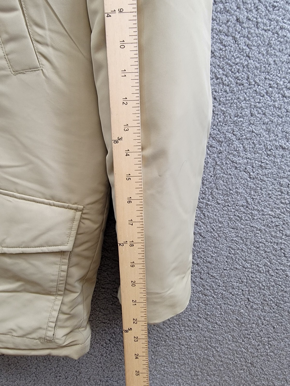 Polo Ralph Lauren Artificial-fur-Trim Down Parka Jacket Boys XL 18-20 Khaki Snap - Picture 5 of 18