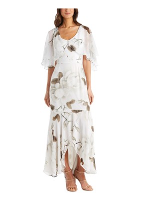 

Женское белое вечернее платье макси R-M RICHARDS с накидкой и подолом для миниатюрных, Белый