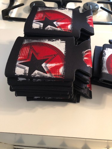 Lot of 25 NEW BEER COOZIE KOOZIE cooler can 12 oz Bottle Red White & Blue Star