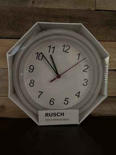 IKEA Rusch Analog Wall Clock Vintage Look White Opaque
