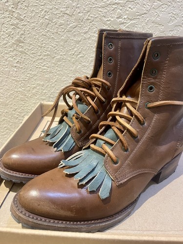 Pre-owned Freebird By Steven 'robertson Combat Lace-up Boot Size 9 In Brown