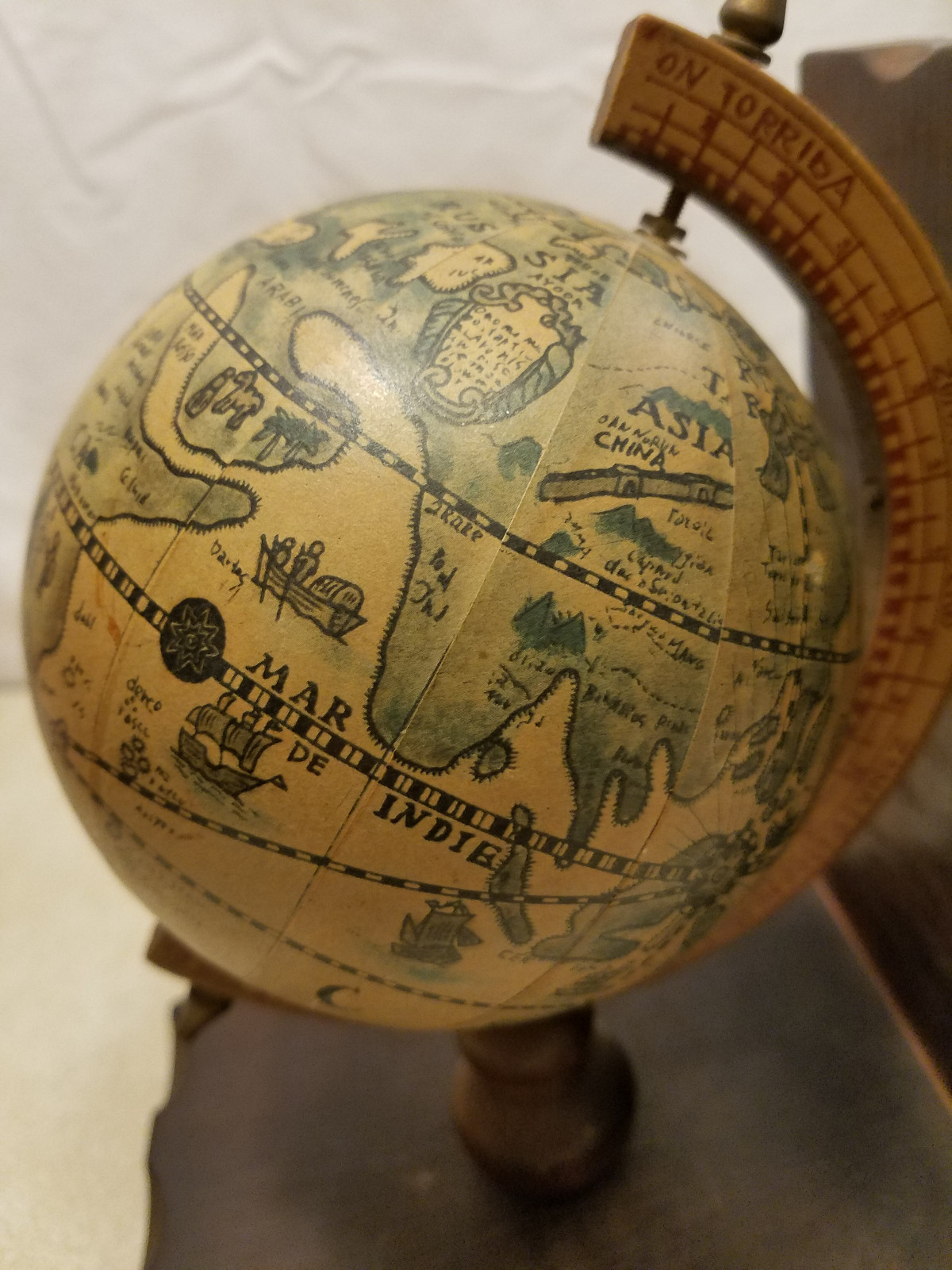 Vintage Wood Globe Book End Retro Look Mid Century