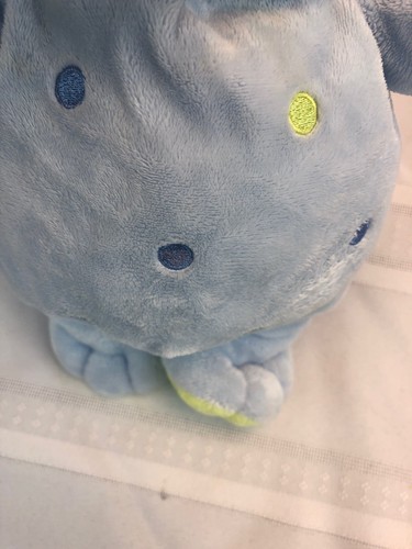 Carters Just One Year Blue Green Plush Puppy Dog Spots Musical Crib Pull Toy