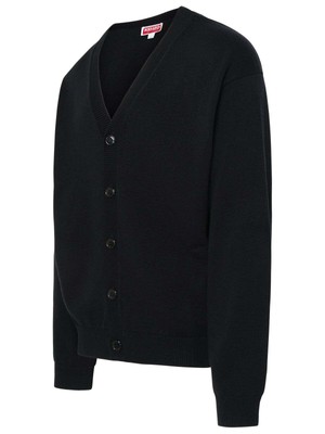Pre-owned Kenzo Black Wool Blend Cardigan