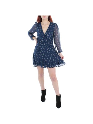 Женское короткое платье TRIXXI на подкладке темно-синего цвета с каплевидным вырезом на спине и длинным рукавом Juniors M